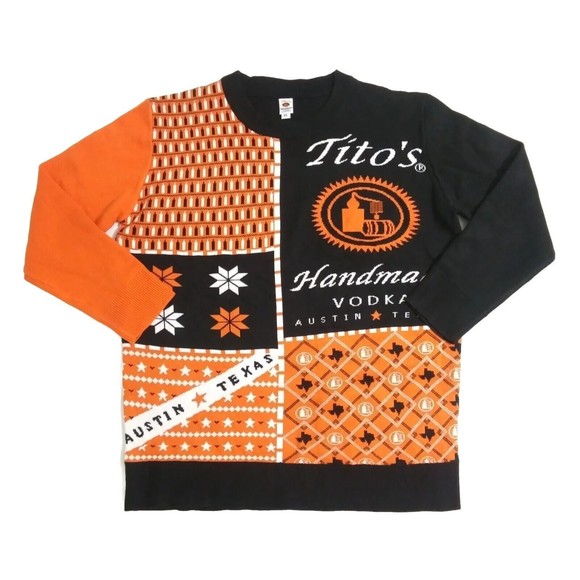 Titos Handmade Vodka Other - Tito's Vodka Size XL Austin Texas Black Orange Knit Sweater Pullover